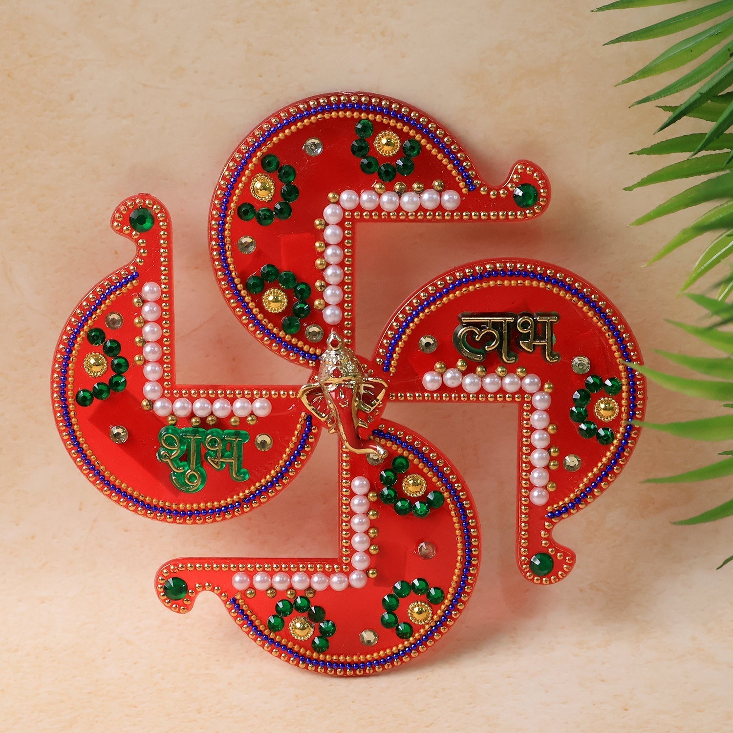 Golden Swastik Shubh Labh Wall Hanging Golden Swastik Shubh Labh Wall Hanging